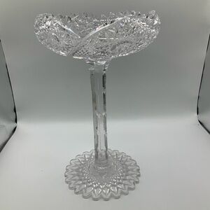 American Brilliant Period Vintage Cut Glass Crystal Round Compote